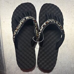 Leopard Print Black Women's Pedicure Sandals